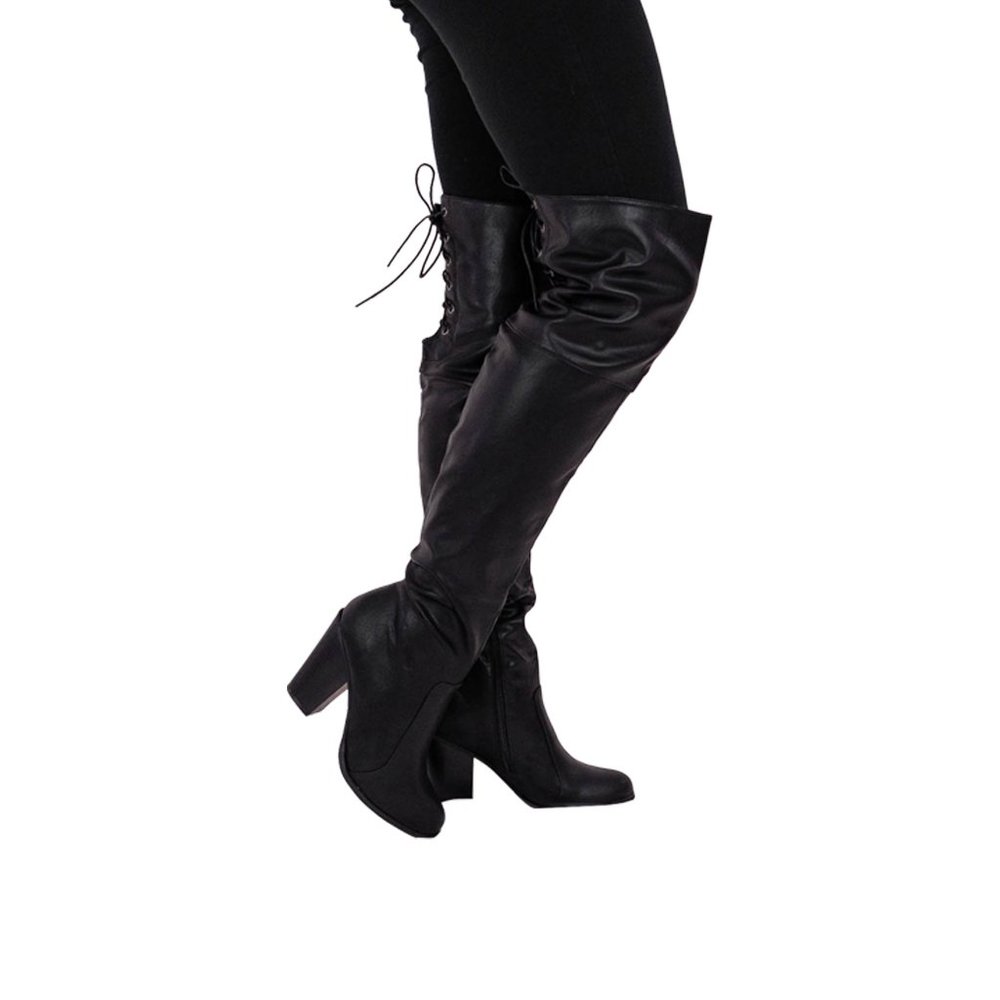 Chase & Chloe Max-2 Women's Over The Knee Thigh High Suede Chunky Heel B… - Picture 8 of 9